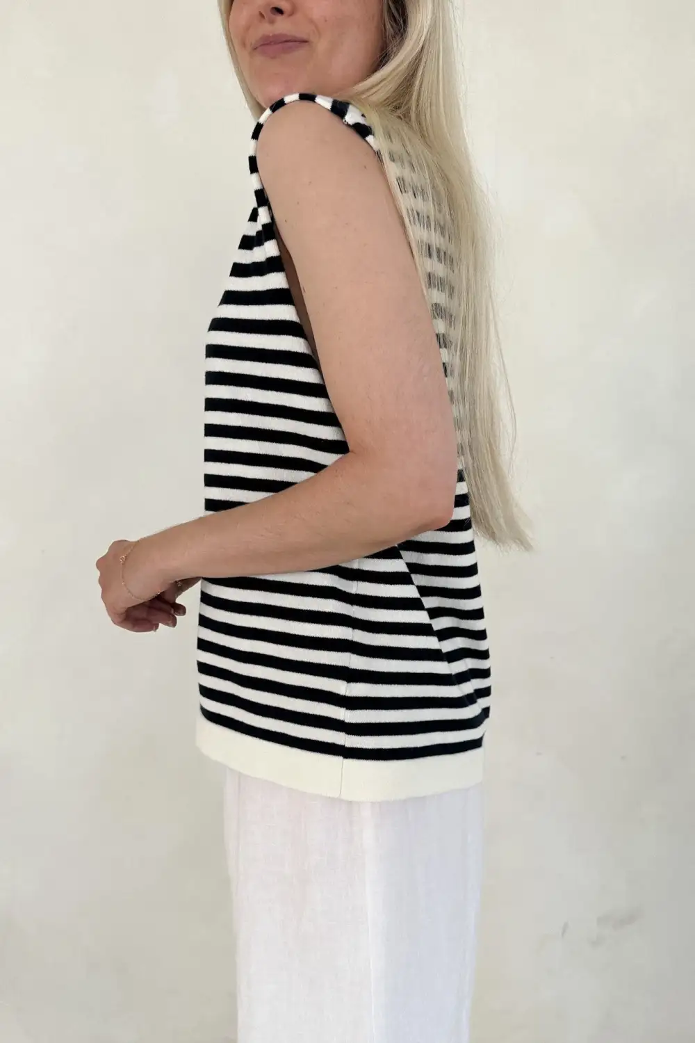 Polished Striped Sleeveless Top