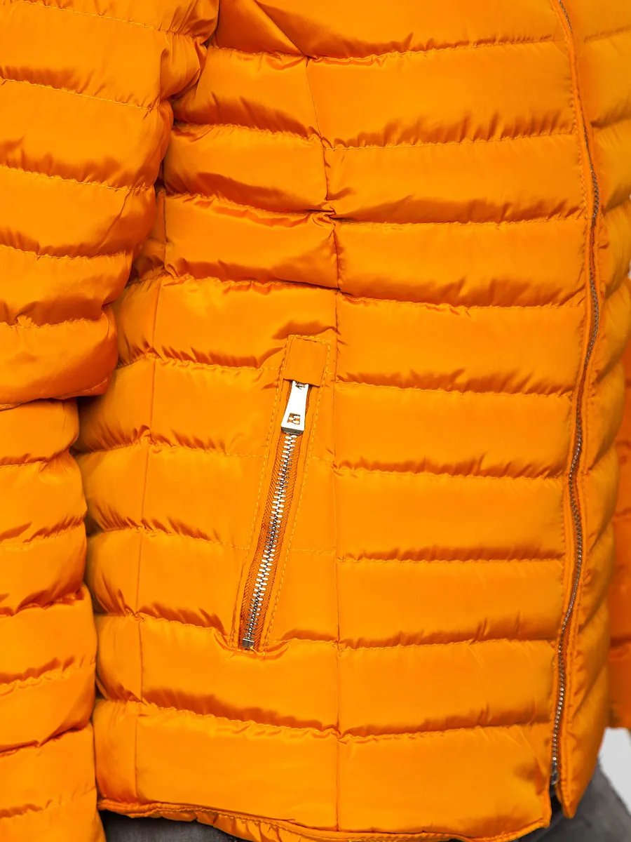 Camel women's quilted winter jacket without hood