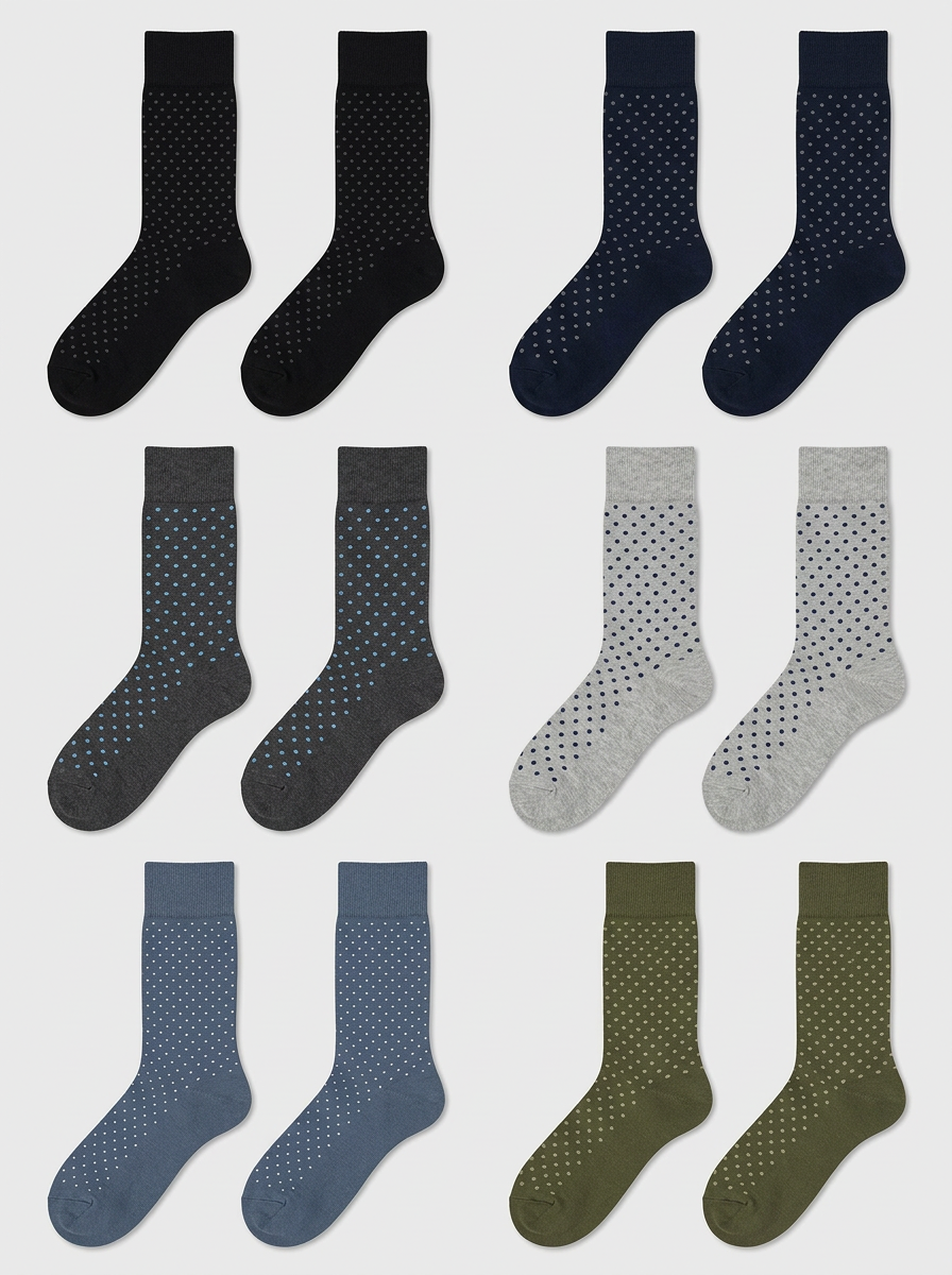 Men's Classic Polka Dot Business Crew Sock Set