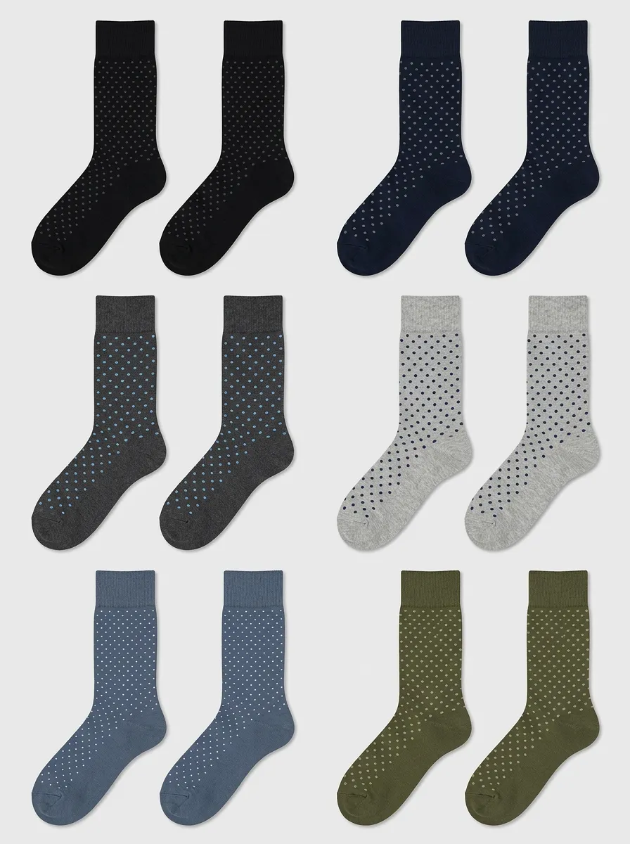 Men's Classic Polka Dot Business Crew Sock Set