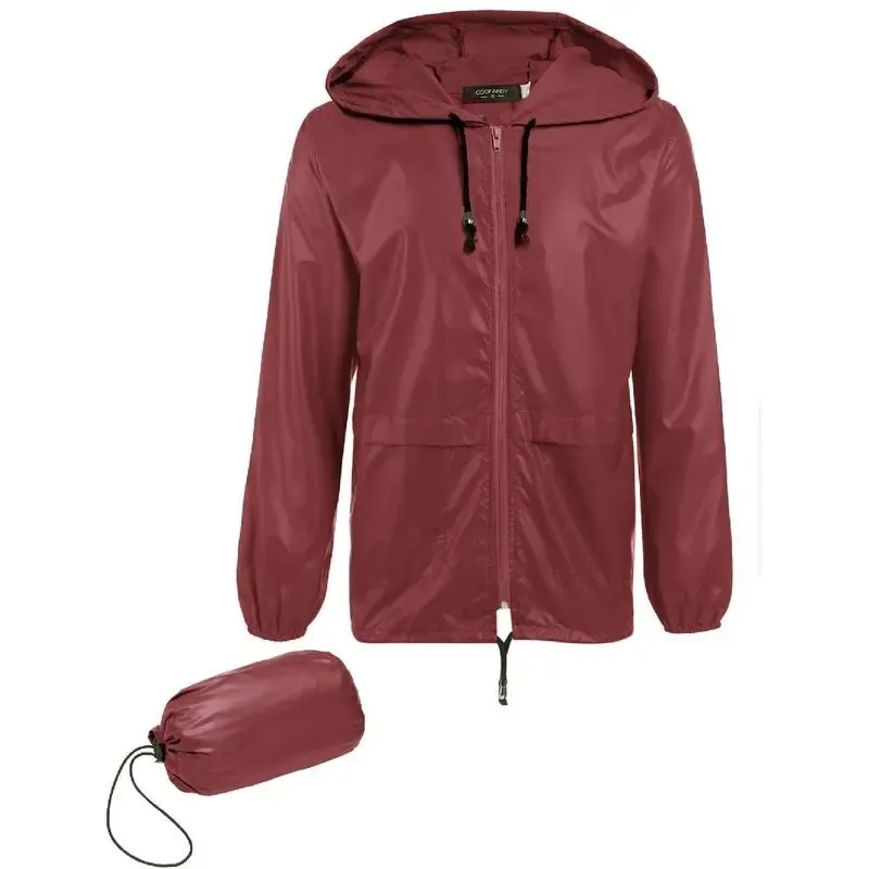 Men's Packable Jacket Outdoor Waterproof Hooded Lightweight Classic Cycling Raincoat