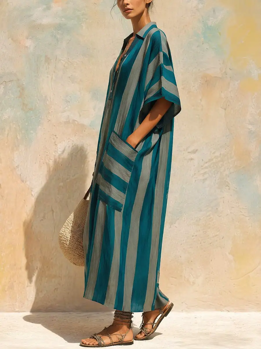 Half Buttoned Maxi Dress