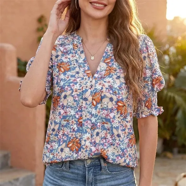 Floral Puff Sleeve Blouse