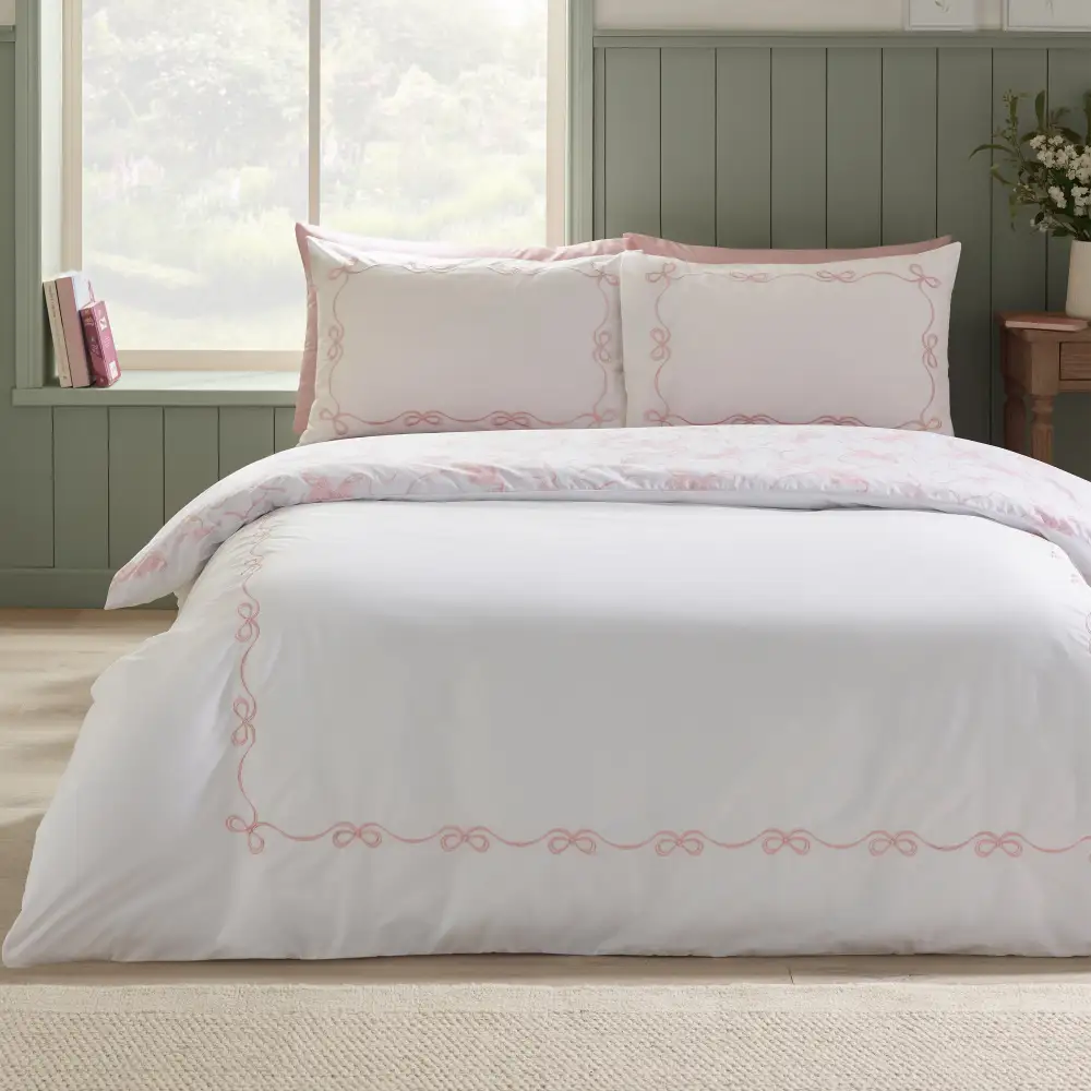 Modern Bedroom Embroidered Printed Cotton Duvet Cover Set