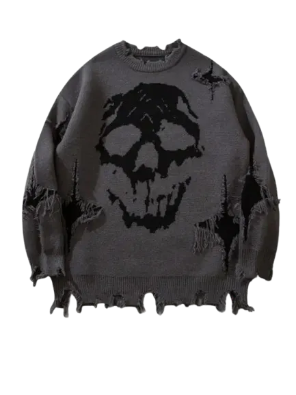 Men's Ripped Drop Shoulder Sweater, Loose Casual Street Soft Comfy Long Sleeve Round Neck Jumper for Fall, Fashion Men's Knitwear for Daily Wear