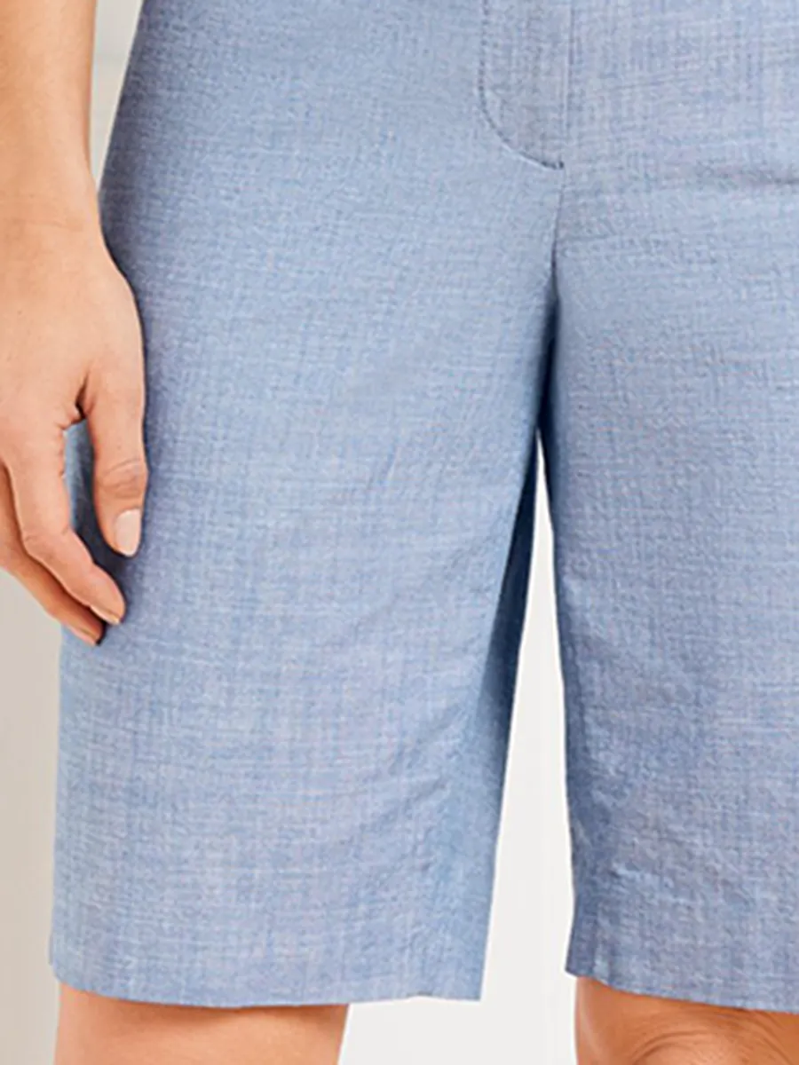 Women'S Stylish Light Blue Textured Daily Shorts