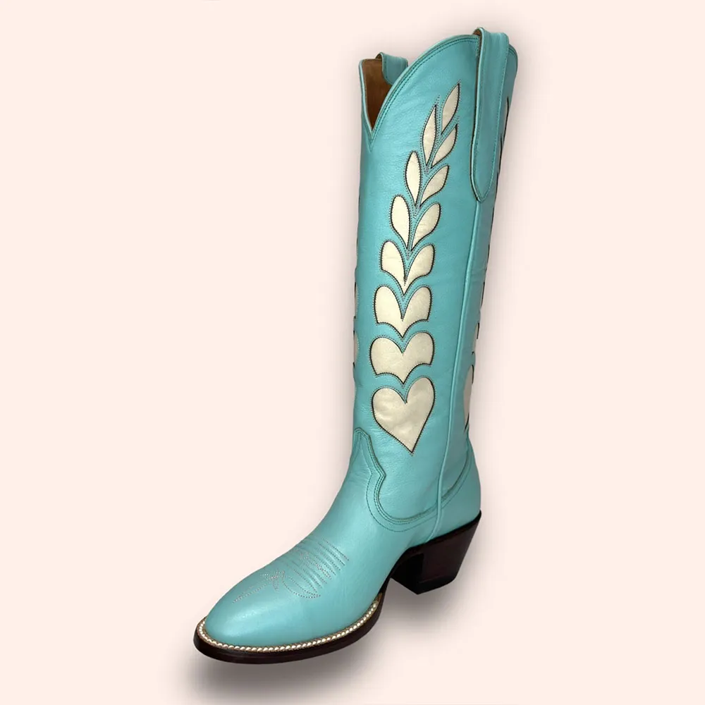 Faux-Leather Round-Toe Chunky-Heel Platform Knee-High Boots