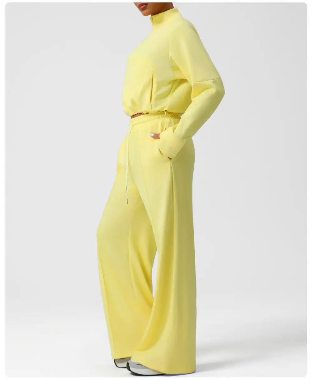 High-Waist Wide-Leg Hoodie and Joggers Active Set