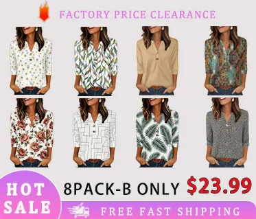 WIHOLL Womens Tops 3/4 Sleeve Heley Shirts