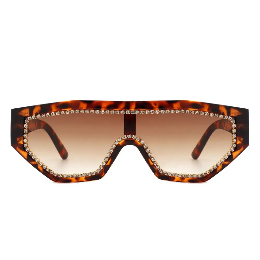 Glossy Square Geometric Frame Sunglasses