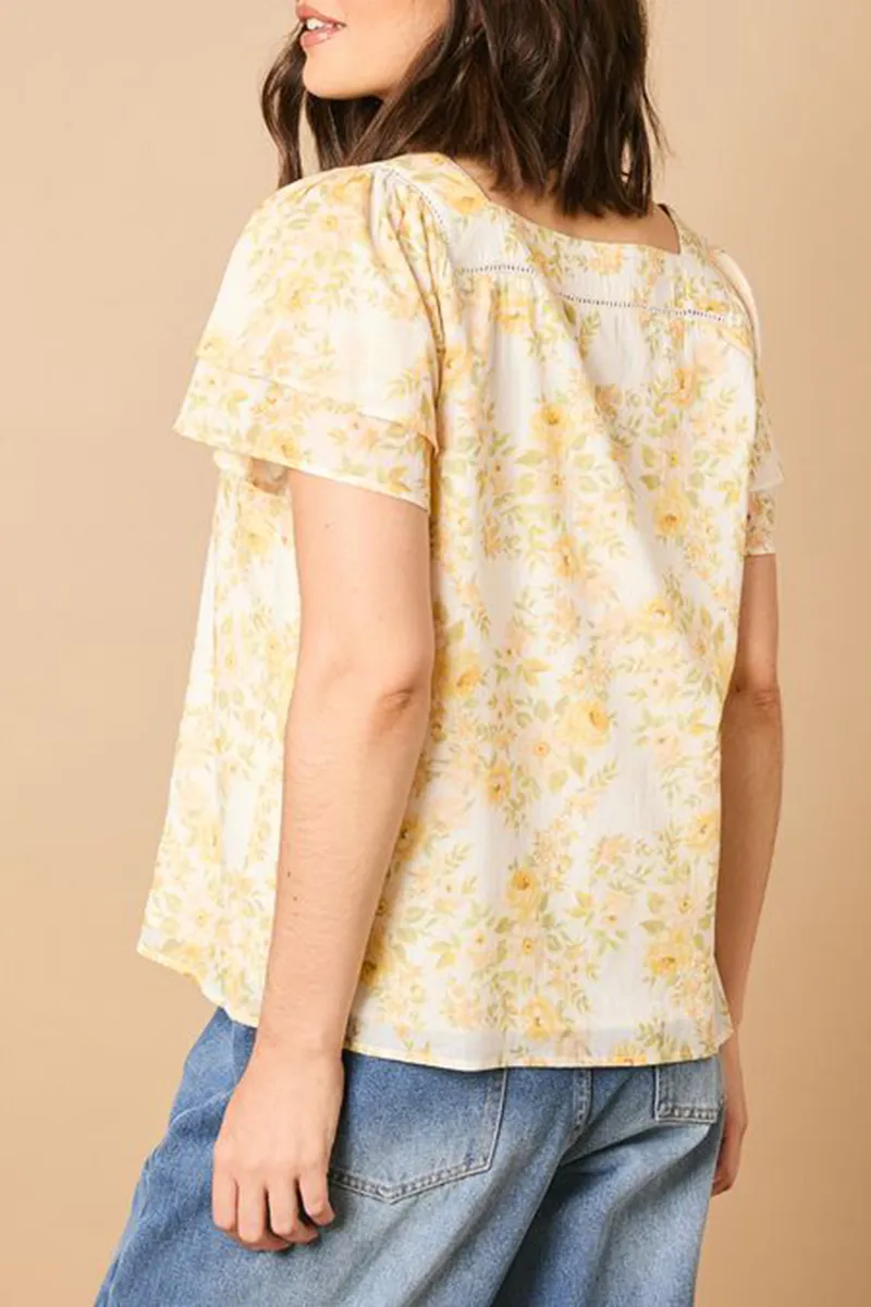 Casual Style Multi Ruffle Sleeve Top