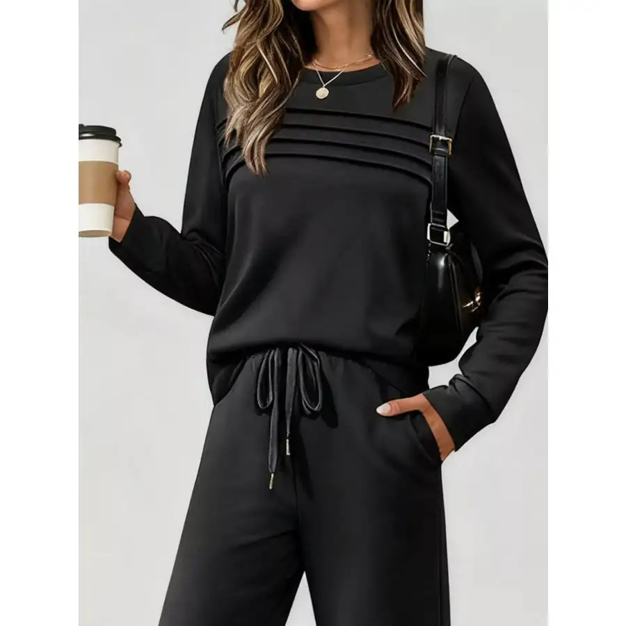 Casual Long Sleeve Top and Pants Set