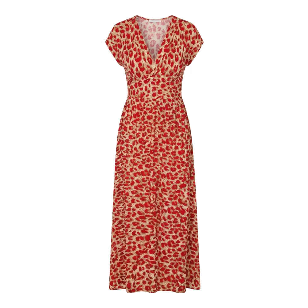 Ruched Waist Leopard Maxi Dress