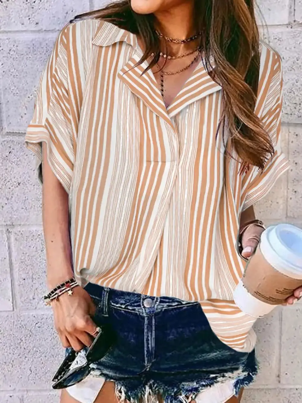 Collared Neck Half Sleeve Shirt Plus