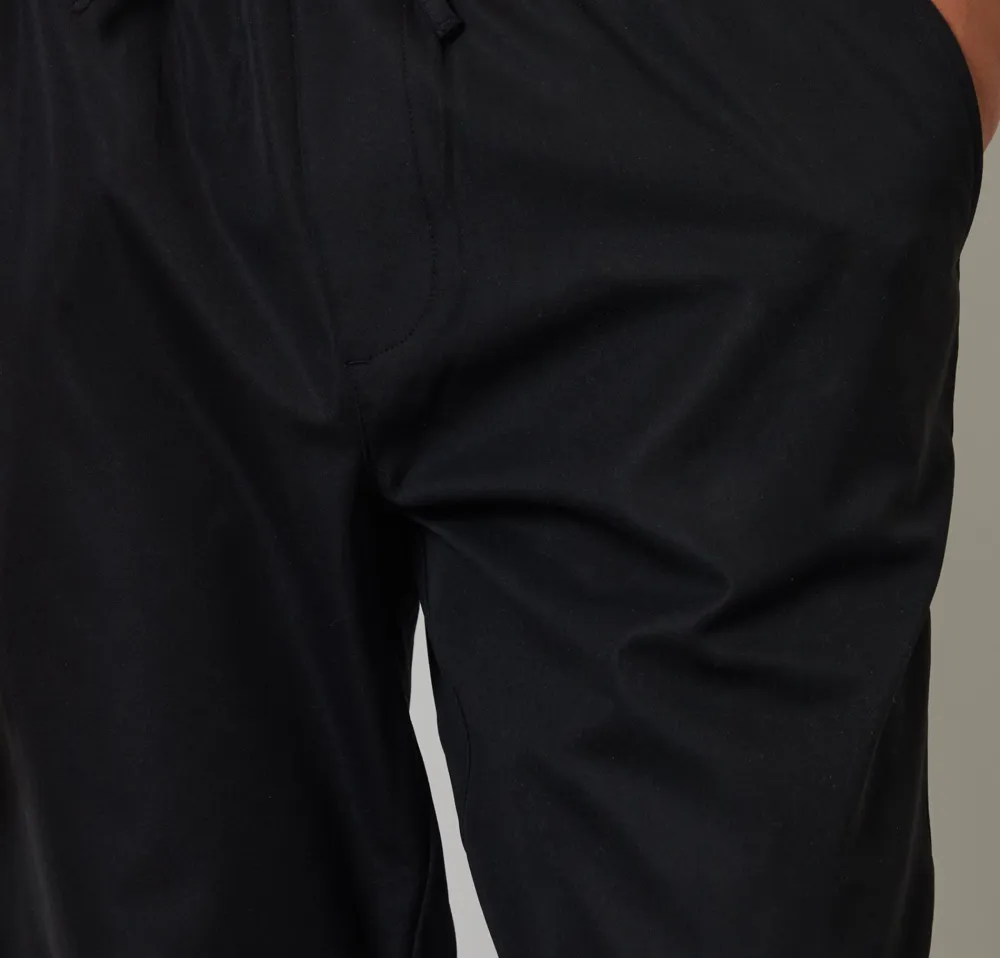 Men's Black Straight-Fit Drawcord Pants