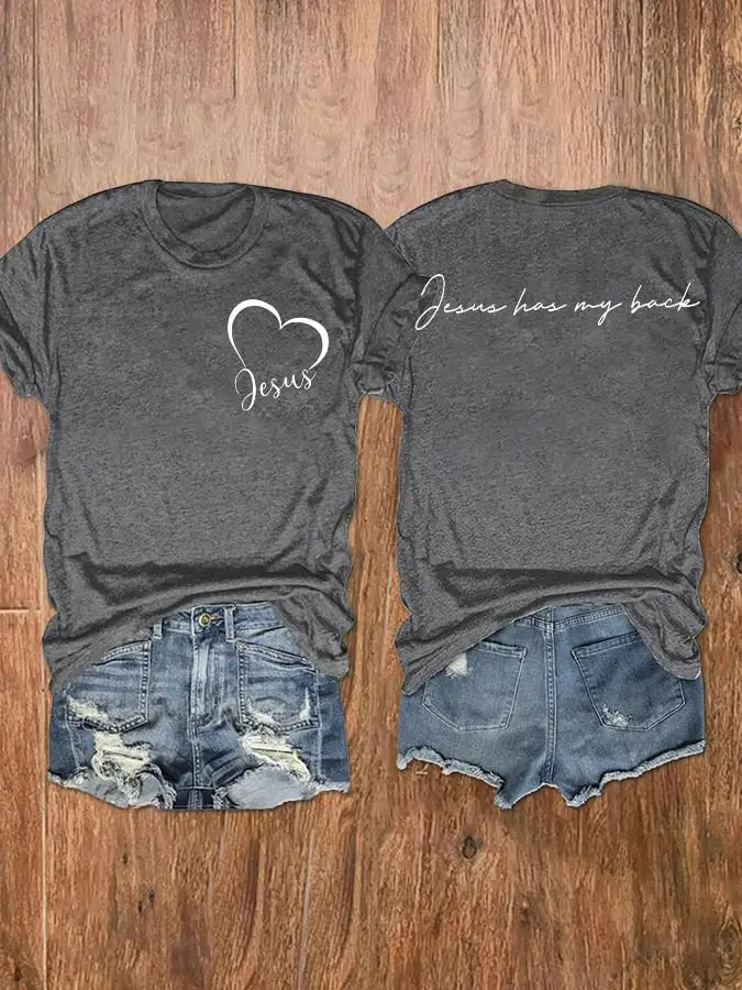 Women's Jesus has my back print short-sleeve T-shirt