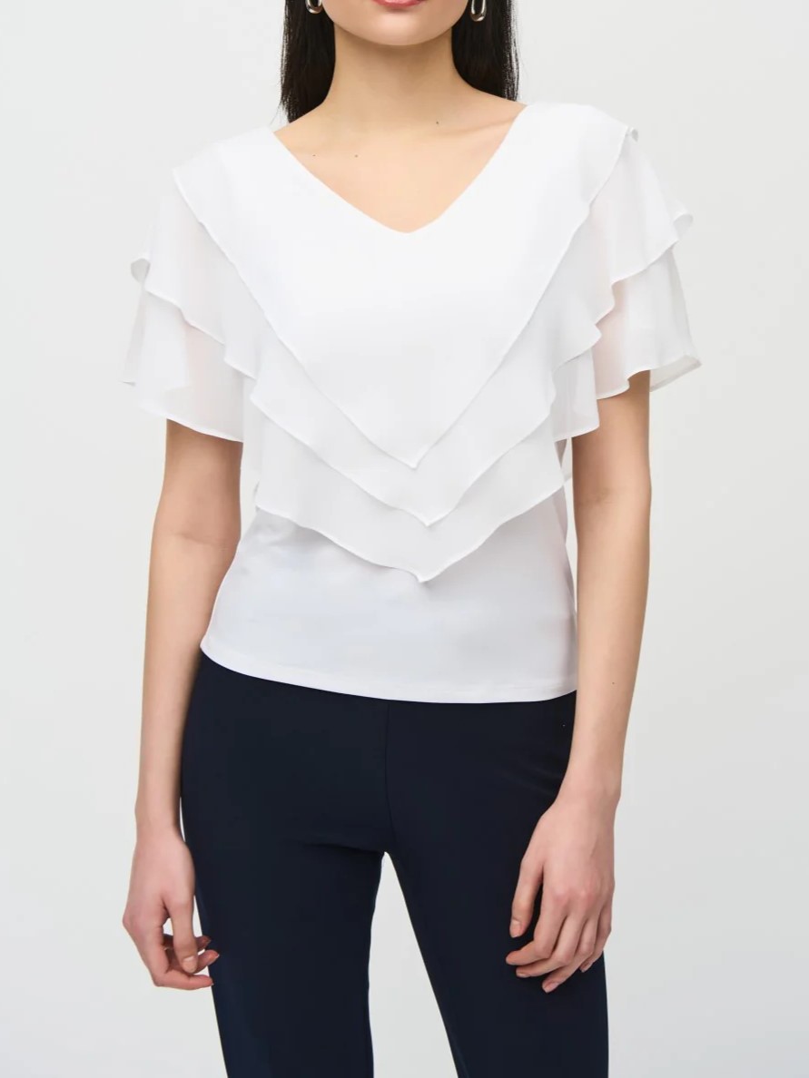 Navy Chiffon - Overlay Silky Knit Top
