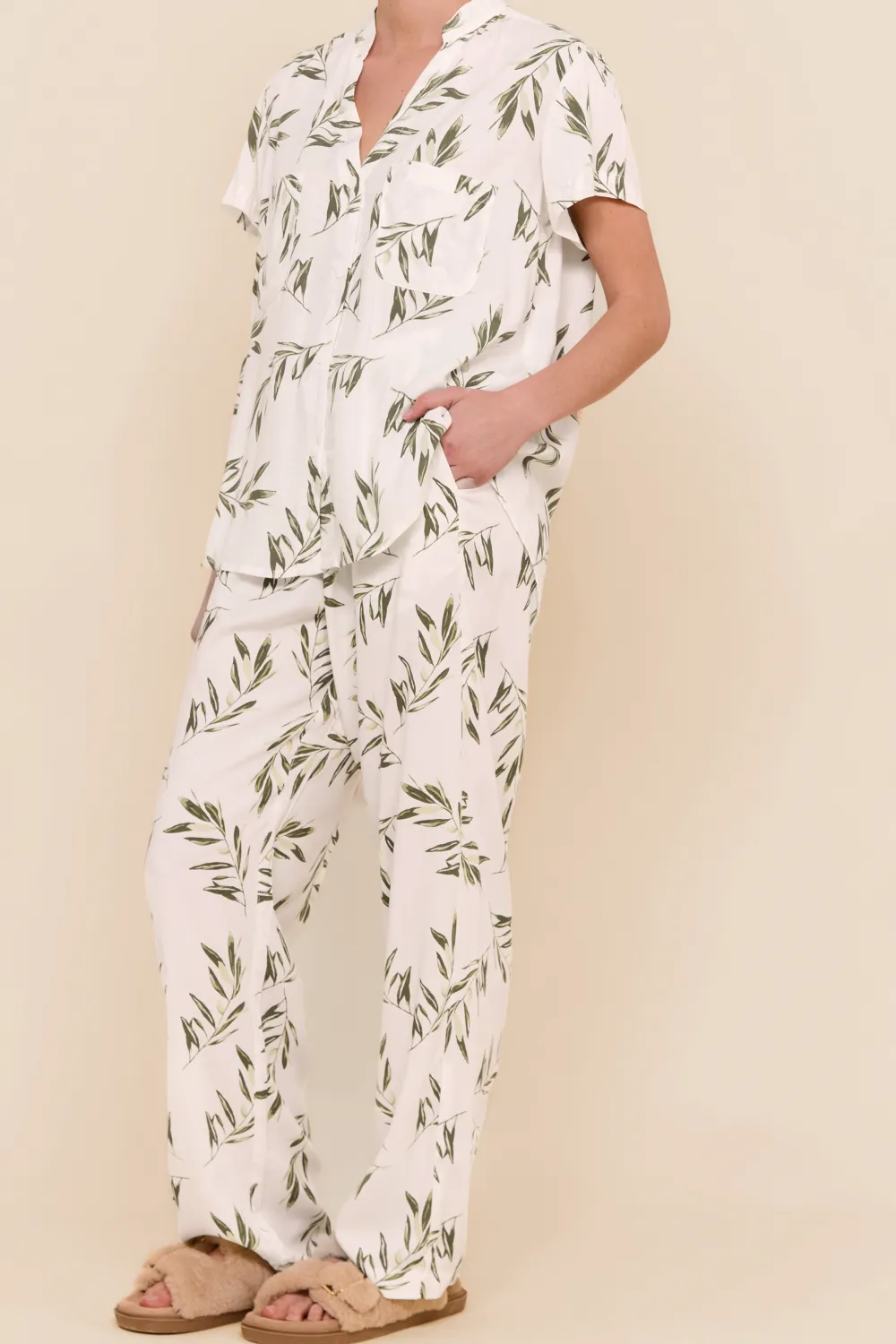 Bamboo Leaves Pajama Set Long