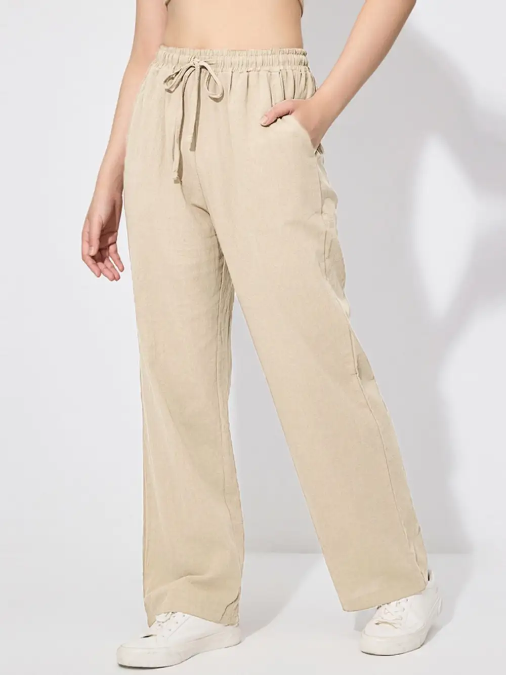 Wide Leg Drawstring Pocketed Pants