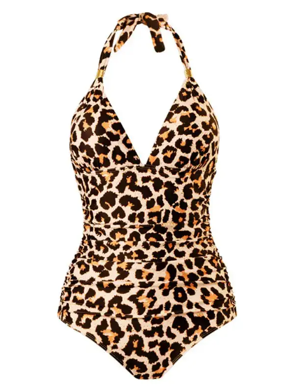 Modest Halter Backless One Piece Swimsuit