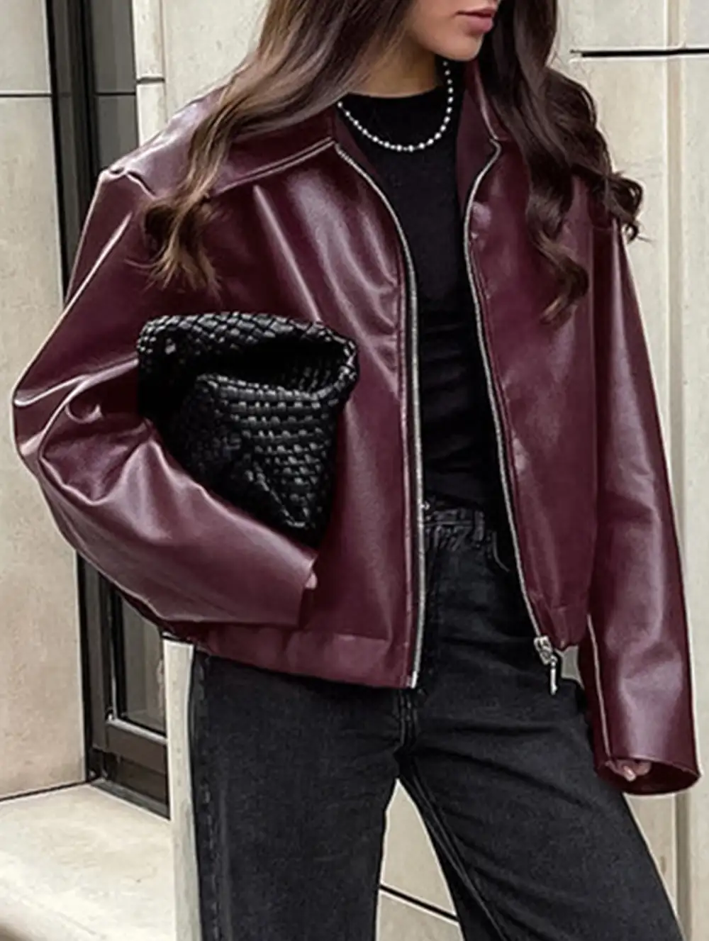 Loose Fitting Motorcycle Leather Jacket