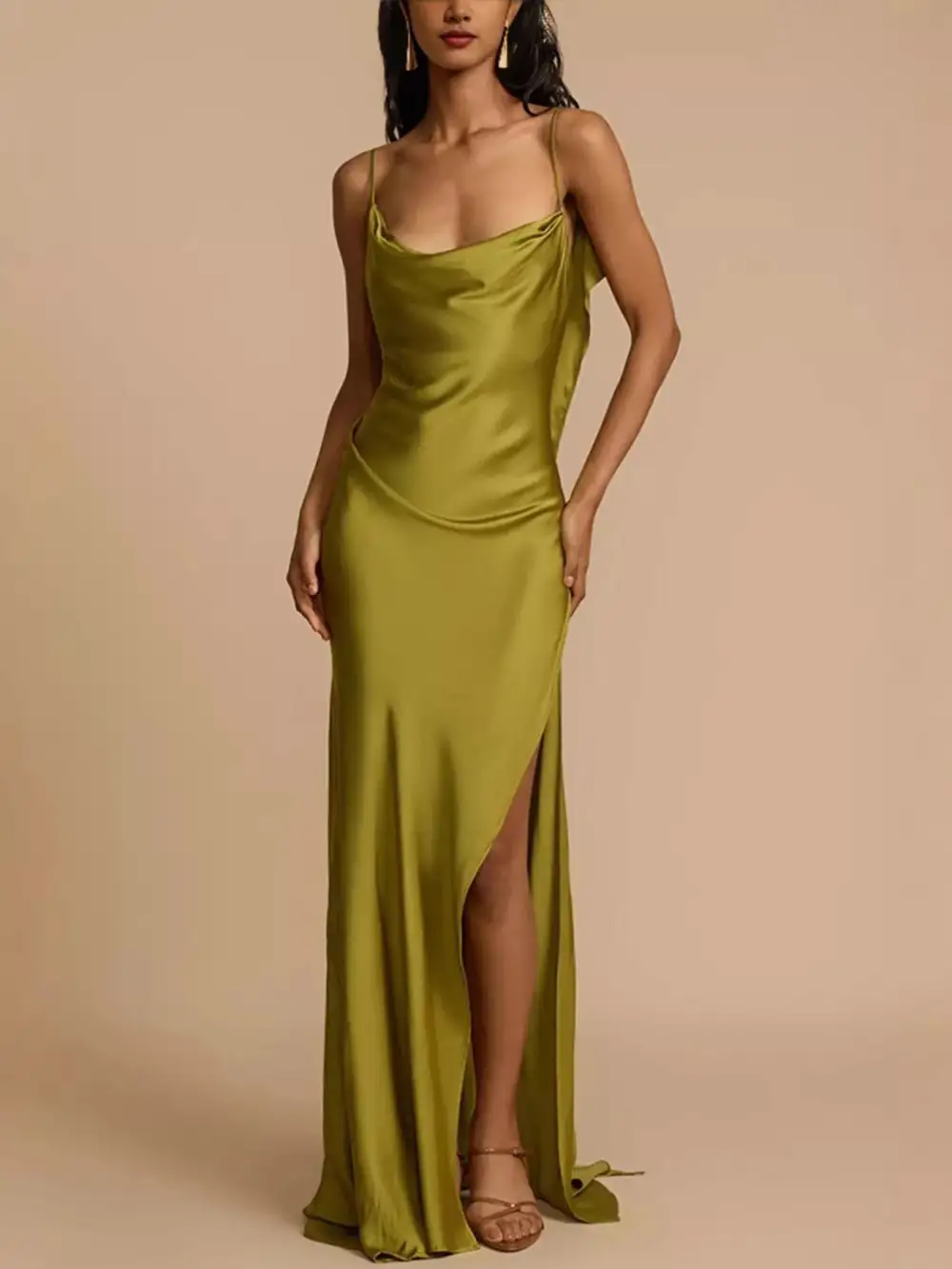 Satin Slit Maxi Dress