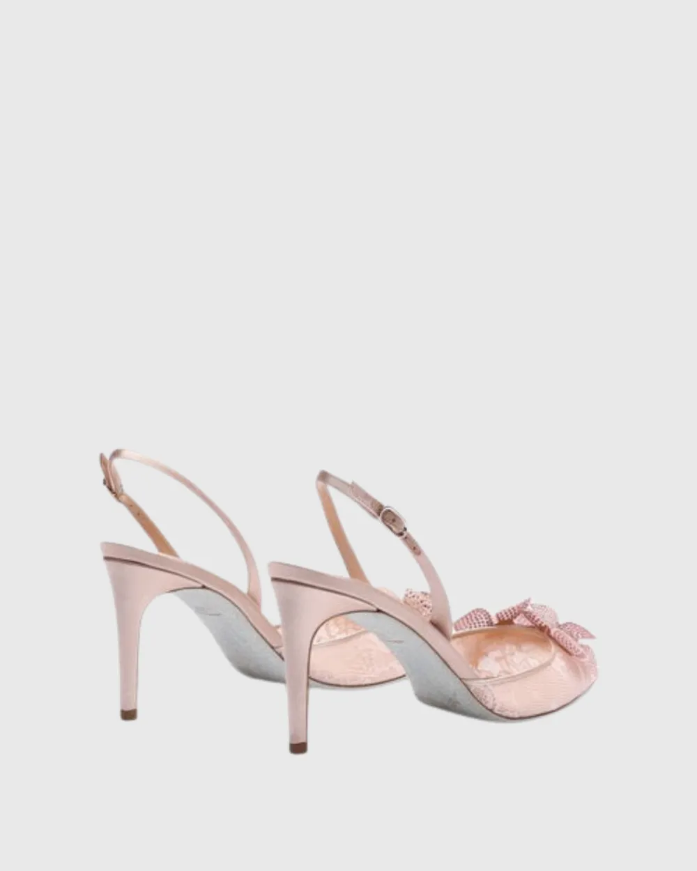 Rhinestone Flower Lace Slingback Pumps