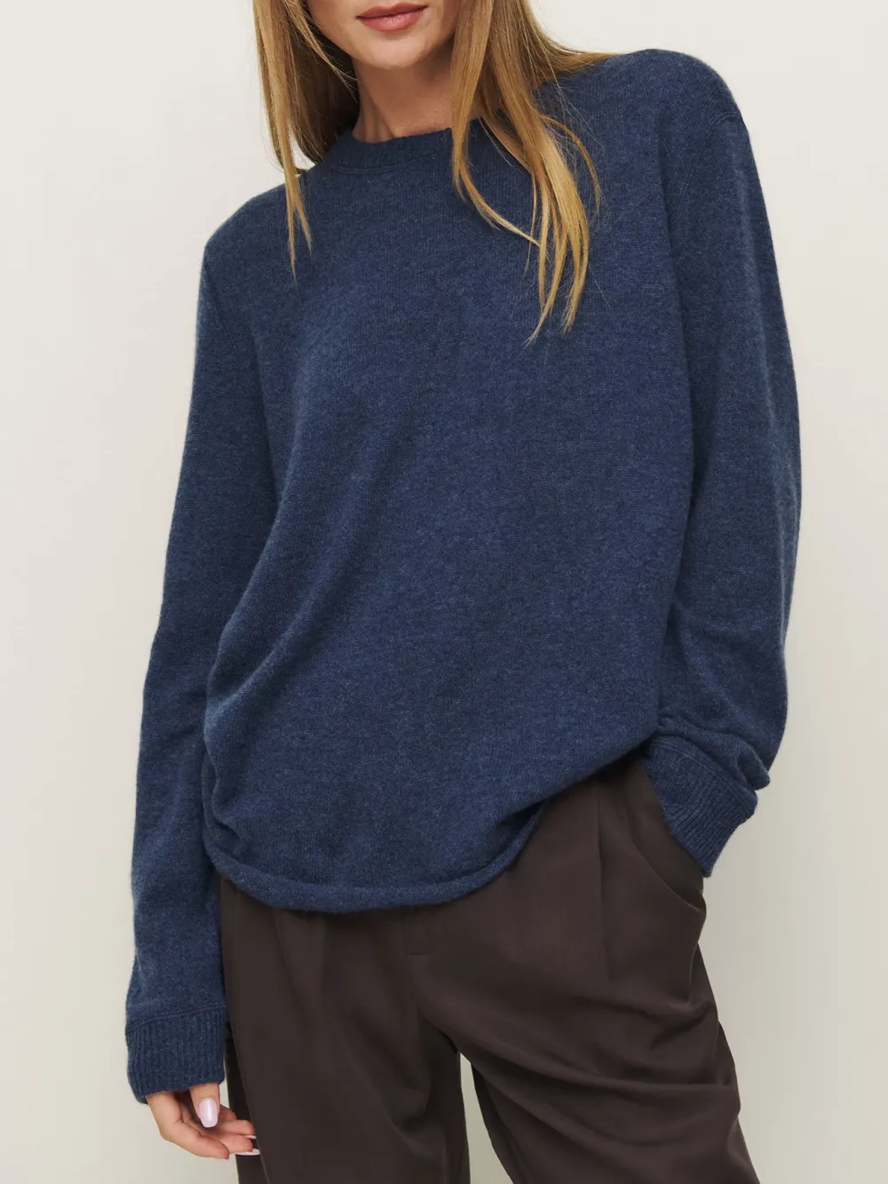 Relaxed Fit Crew Neck Knit Sweater