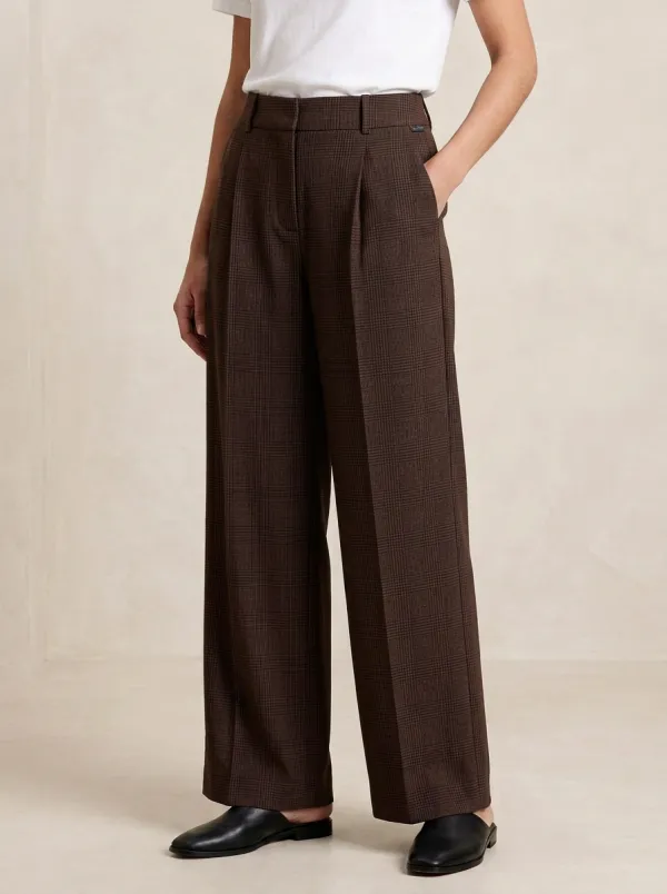Soft Wide-Leg Plaid Printed Women's Wide-Leg Pants