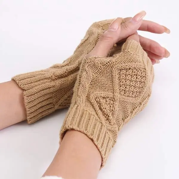 Knitted Wool Warm Half Finger Mitts 80899494C