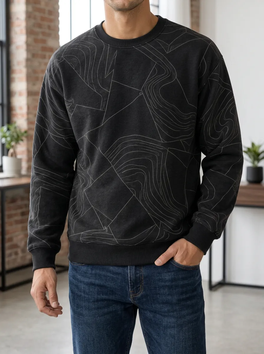 Men's Geometric Fleece Sweatshirt