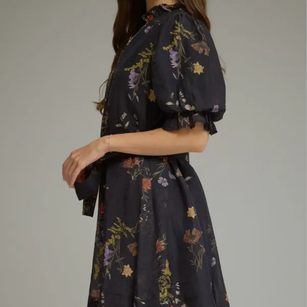 Floral Short Sleeve Mini Dress