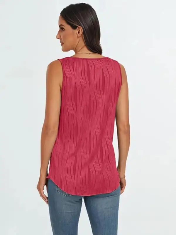 Round Neck Wide Strap Tank With Sheer Detail