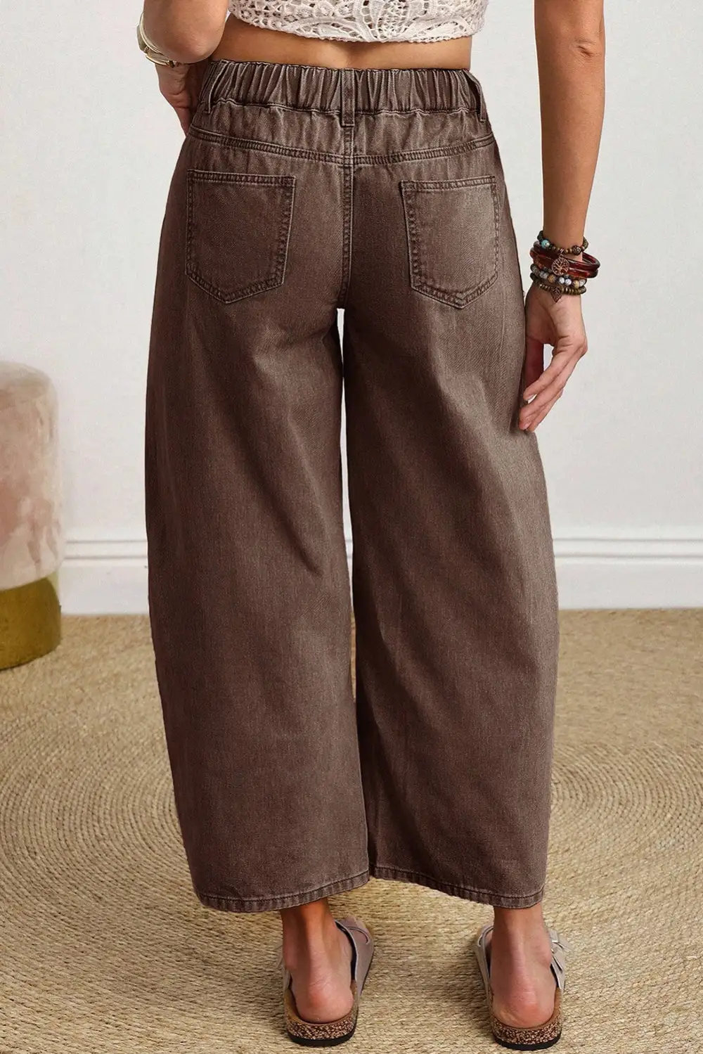 Barrel Leg Pocketed Denim Jeans