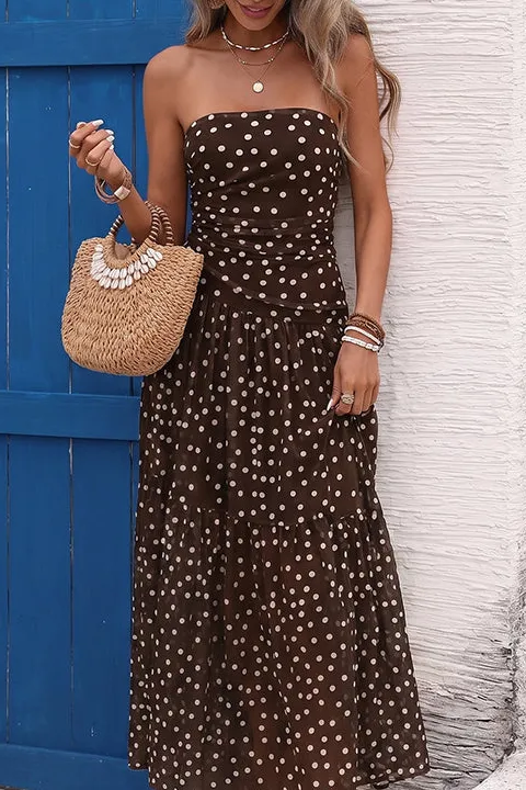 Dot Print Bandeau Resort Maxi Dress