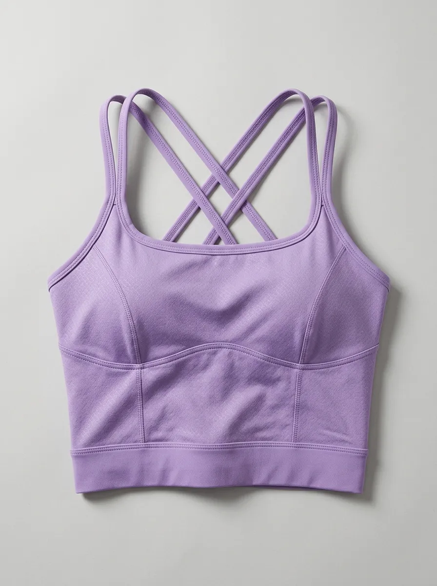 Women's Yoga Fitness Purple Crisscross Back Printed Crop Top