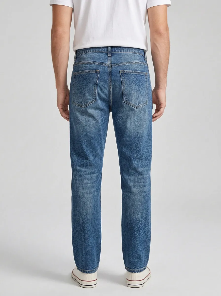 Men's Loose Fit Jeans with Straight Leg Pocket Detail Mountain Graphic