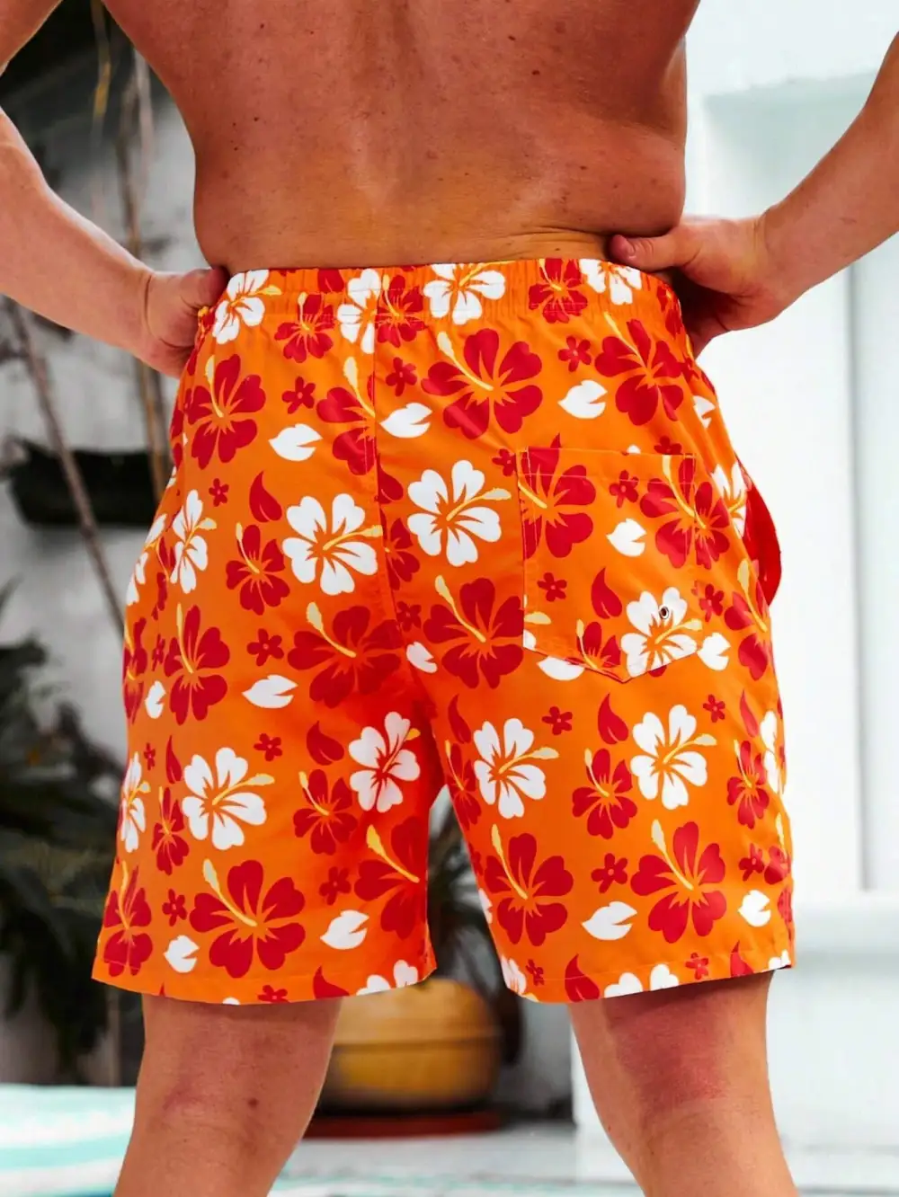 Men's Flower Patterned Swim Trunks