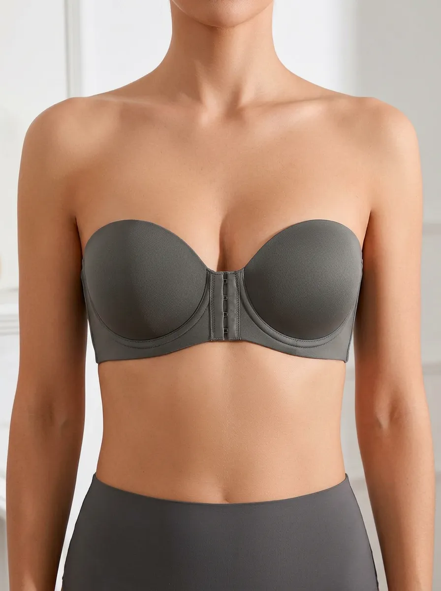 Women's Multi-Clasp Front-Closure Strapless Bra