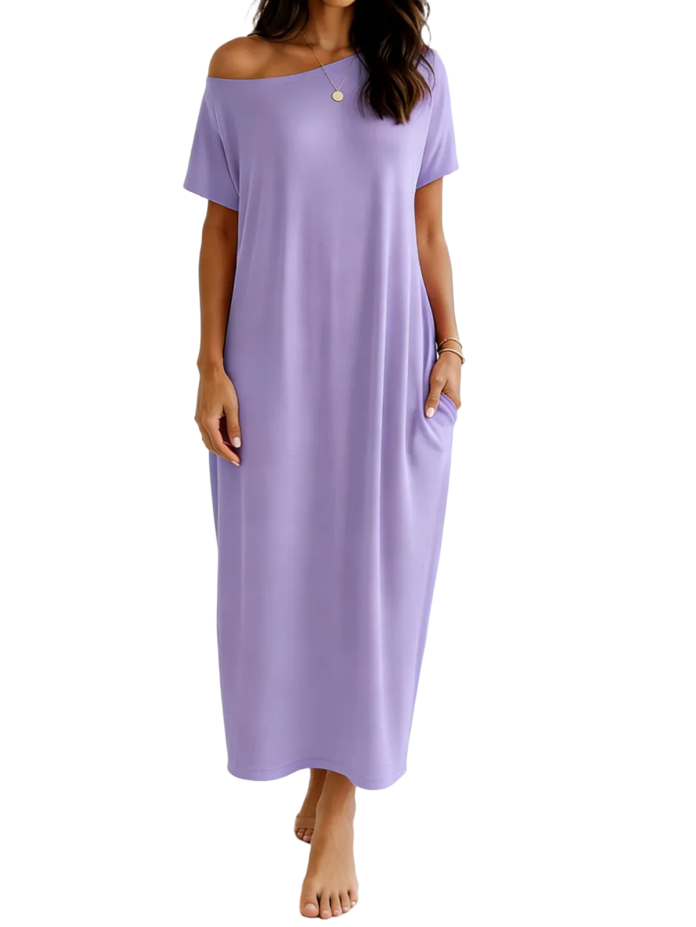 Women's Solid Color Batwing Sleeve Lounge Dress