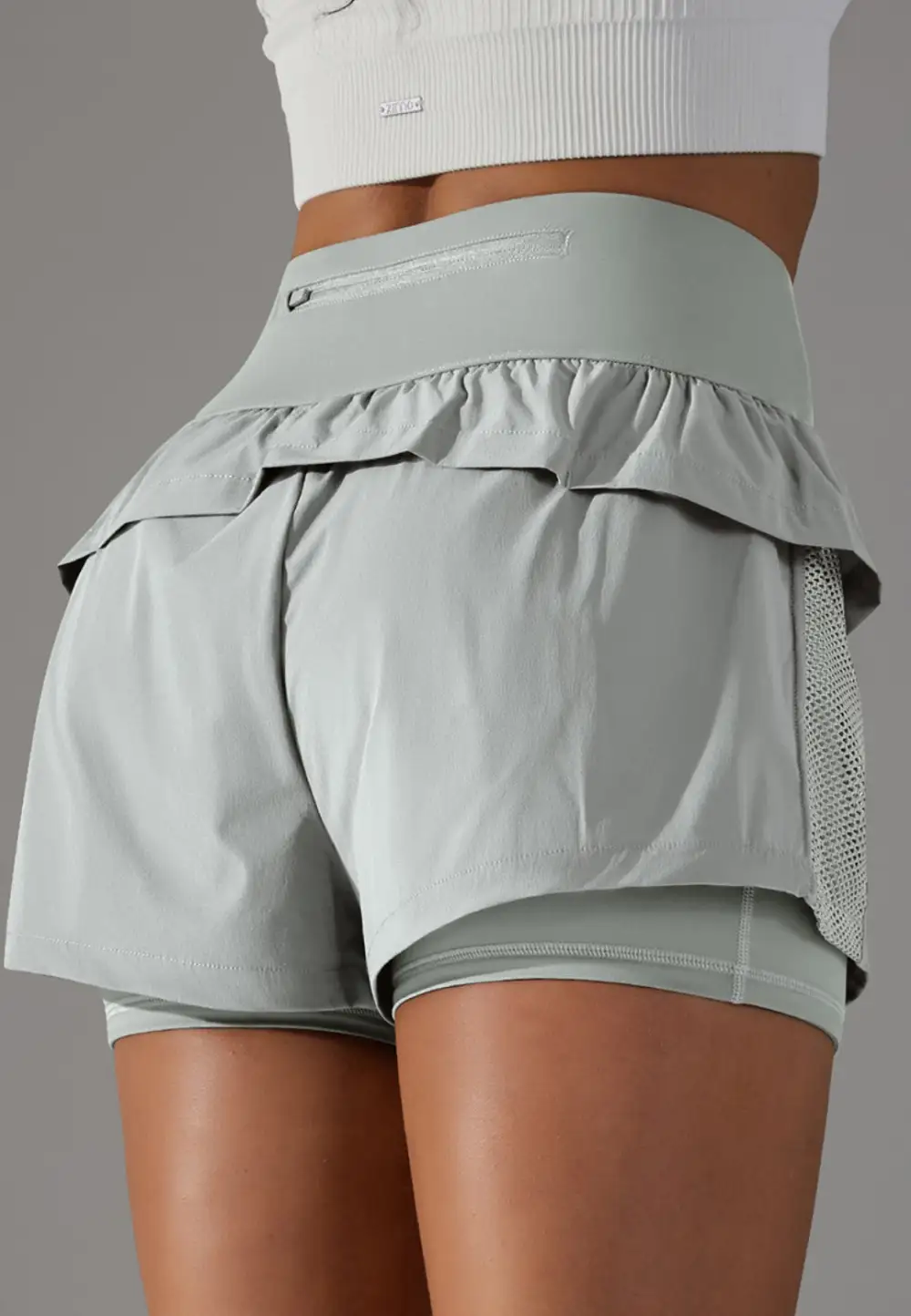 High-Waist Layered Ruffle-Detail Casual Shorts