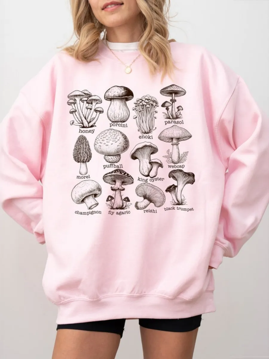 Mushroom Species Printed Sweatshirt