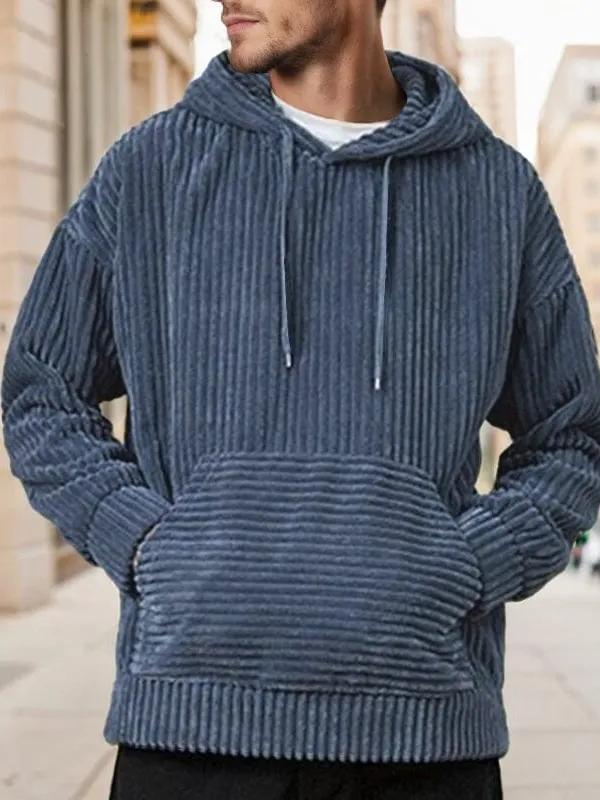 Casual Relaxed Fit Corduroy Hoodie
