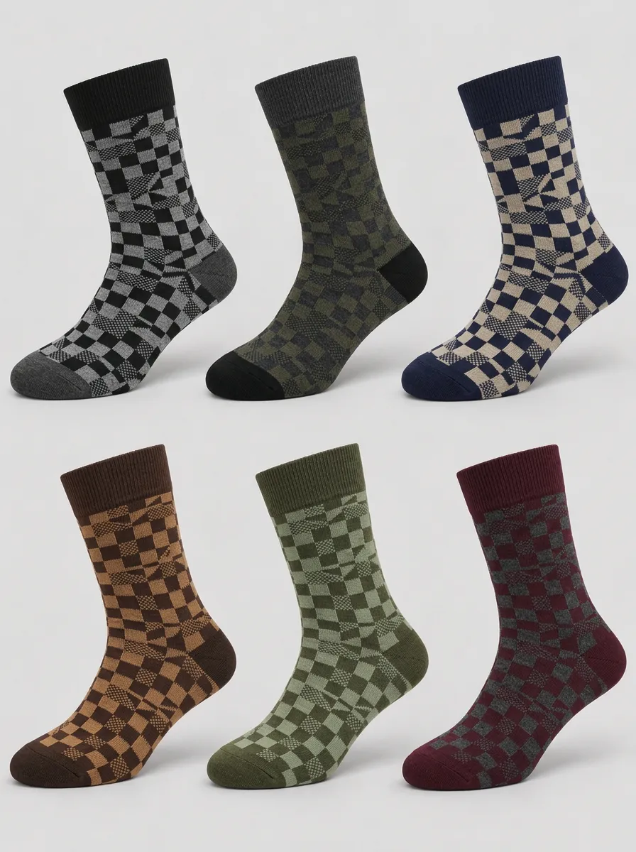 Men's Harbor Check Geometric Socks 6-Pack