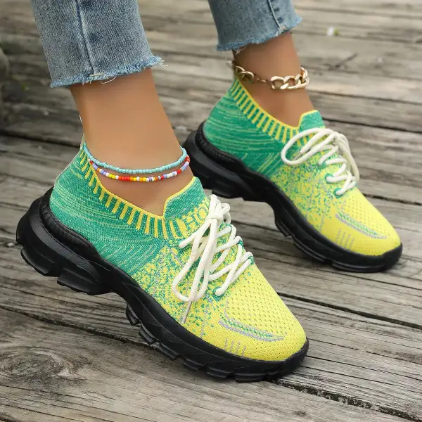 Modern Round Toe Lace-Up Sneakers