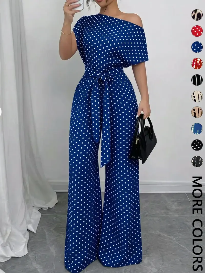 Women's printed tie-waist jumpsuit