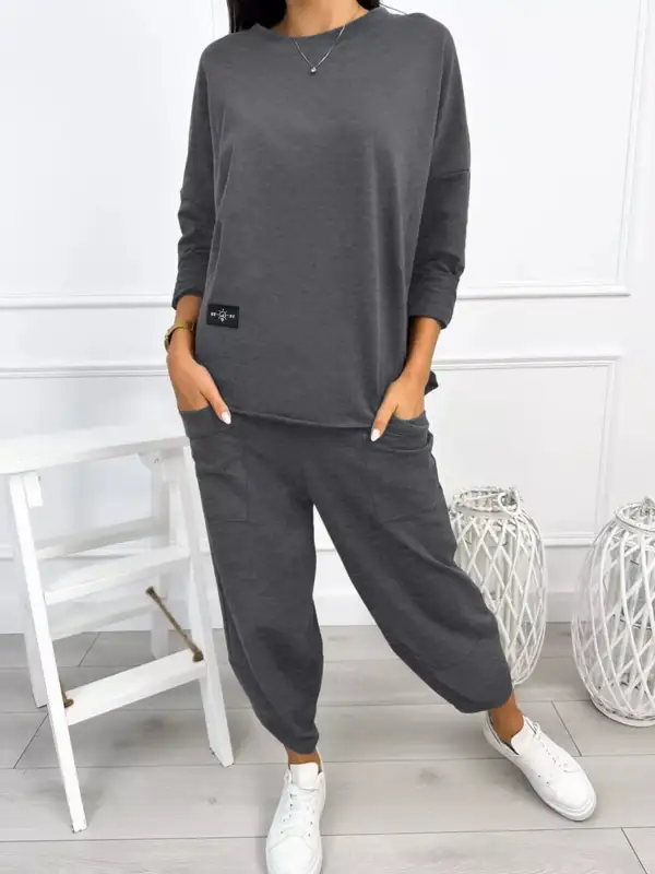 Plus Size Casual Loose Fit Top and Pants Two Piece Set