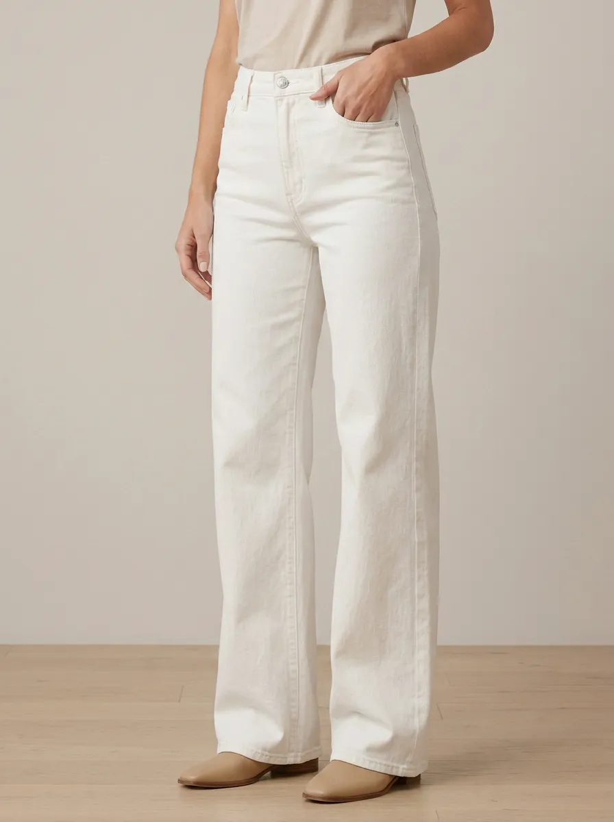 Clean-Cut High-Rise Wide-Leg Denim Jeans