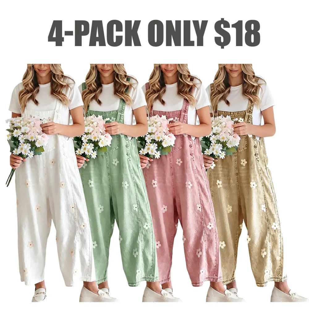 Women's Floral Printed Bib Overall Jumpsuit