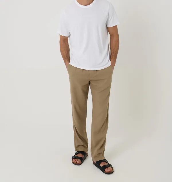 Men's Taupe Linen Blend Pants